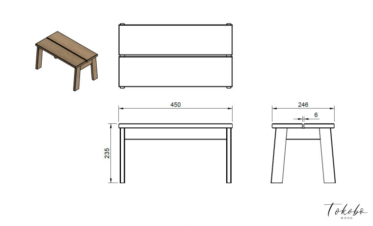 山桜の踏み台/Stepstool Japanese Wild Cherry Plans